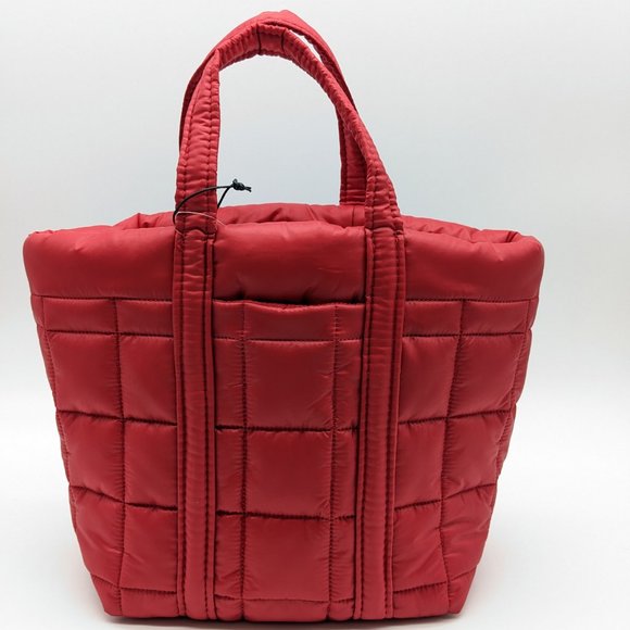 MICHAEL KORS Stirling quilted recycled nylon puffy SMALL tote bag -RED - Picture 4 of 12